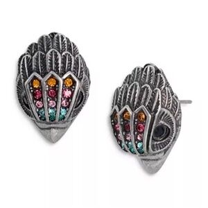 Kurt Geiger gun metal with Multicolor Pavé Eagle Stud Earrings NWT